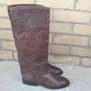 Pollini Python Brown Knee-High Boots